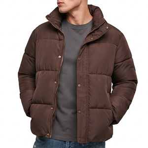 OEM Winter <b>Warm</b> Up Outerwear Puffer <b>Jackets</b> <b>Men</b> Button Down Zipper Puffer Coat <b>Men's</b> Stand Collar Quilted Puffer Coat <b>Mens</b> - Product Image 1