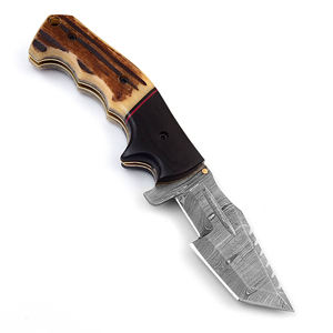 Juego de Cuchillos Plegables de Acero de Damasco Forjados a Mano, Cuchillos de Cocina de Acero de Damasco, Cuchillo Plegable Tipo Trucker - Product Image 1