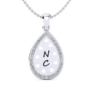 จี้รูปหยดน้ำสุดโรแมนติก ประดับคริสตัลไรน์สโตน พร้อมตัวอักษร NC ลายหัวใจ เงินแท้ 925 ประดับโมอิสซาไนต์ - Product Image 1