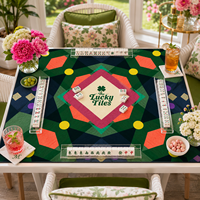 Tapis de jeu de mahjong américain pliable en néoprène premium 33'' résistant à l'eau, doux et carré, avec design original personnalisé et motifs porte-bonheur