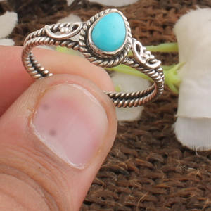 แหวนหยดน้ำเทอร์ควอยซ์ธรรมชาติ เงินแท้ 925 ประดับพลอยสีน้ำเงิน ดีไซน์คลาสสิก เหมาะสำหรับงานแต่งงาน สำหรับผู้หญิง ขายส่ง ของแท้ - Product Image 1