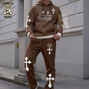 Conjunto de Sudadera con Capucha y Pantalones Deportivos de Algodón Grueso, Marca Privada OEM, Impresión de Logotipo Personalizada, Ropa de Alta Calidad, Chándal Moderno para Hombre - Product Image 1