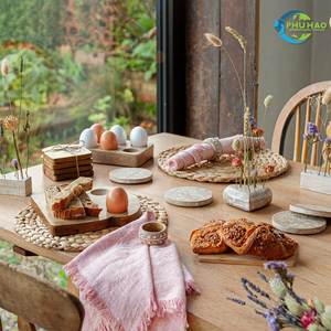 Sous-verres et sets de table durables en jacinthe d'eau tressée – Napperons en osier naturel pour la décoration de salle à manger - Product Image 6