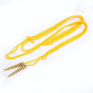 DTEXUNI Factory Fashion Corded Yellow Braided Cotton Aiguillette Ceremonial Shoulder Cord Rope Brass Metal Tip Custom Logo - Product Image 1