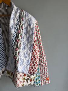 Chaqueta Acolchada con Bordado Floral para Mujer, Primavera, Algodón, Cuello Chal, Manga Larga, Largo Regular, REGALO PARA ELLA - Product Image 5