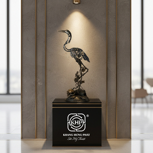 Bronze Heron Sculpture Black Nickel Plated <b>Casting</b> Animal Art Collectible Decor Full 3D Shape - Product Image 2
