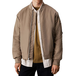 New Fast Shipments Winter Casual Men's One-Piece Eco-Friendly Breathable Reversible <b>Fleece</b>-<b>Lined</b> Bomber <b>Jacket</b> Customized - Product Image 1