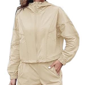 Ensemble court d'été personnalisé pour femme en nylon, coupe-vent uni à manches longues, survêtement en polyester 2 pièces par BS 2026 - Product Image 2