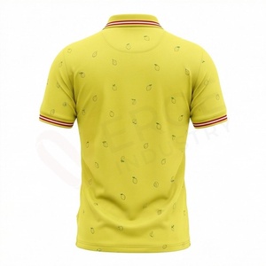 Polo à manches courtes jaune pour homme avec imprimé citron, design tricoté respirant décontracté, coupe classique - Product Image 2