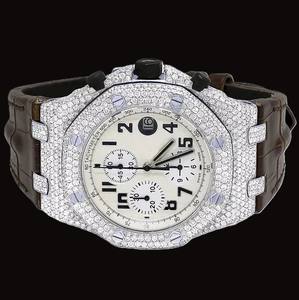 Impresionante Reloj de Diamantes Moissanite con Correa de Cuero Marrón, Diseño Impermeable para Uso Formal e Informal, Disponible a Bajo Precio - Product Image 4