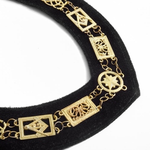 Grand Officers Blue Lodge Chain Collar - Gold Plated On <b>Black</b> <b>Velvet</b> - Product Image 2