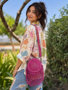 Suede Leather Western Style Boot Stitch Zipper Lightweight Cross-Body Fringe <b>Bag</b> Handbag <b>Hot</b> Sale for Bohemian Women's Handbag - Product Image 2
