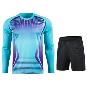 Tenues de gardien de but de football de haute qualité à manches longues, pantalons de protection personnalisés, uniformes de gardien de but bleu ciel - Product Image 4