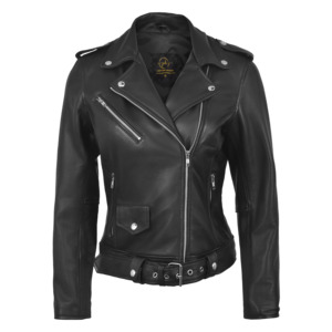 Veste en cuir PU pour femme, style motard, coupe ajustée, couleur unie, séchage rapide, personnalisable, mode, automne-hiver, vêtement d'extérieur chaud - Product Image 1