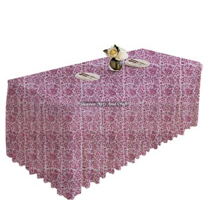 100% Cotton Linen Stylish Hand Block Print <b>Rectangle</b> Pleated <b>Tablecloth</b> Fashion Classic Washable Vintage Dinner Home Decoration - Product Image 6