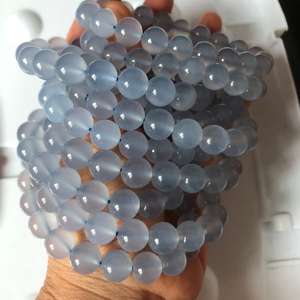 Cuentas de piedras preciosas de calcedonia azul natural, cuentas sueltas redondas de color lila para hacer joyas, pulsera y collar DIY - Product Image 2