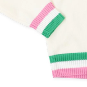 For Acrylic V-Neck Winter Women's Sweater Pink Green Trim Greek Sorority Front Logo Premium Soft Warm Stylish Fit Casual - Product Image 6