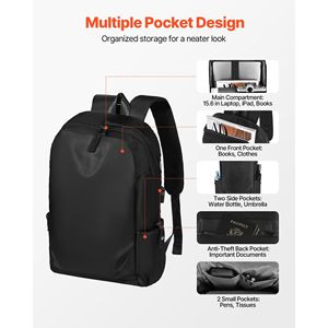 Zaino da Escursionismo Impermeabile in Tessuto Oxford da 26L con Porta USB e Tasca Antifurto - Product Image 3