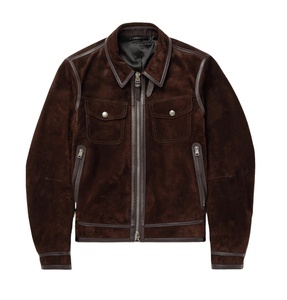 <b>Suede</b> Cowboy Unisex Leather <b>Jacket</b> Stand Collar Winter Care Master High Quality. - Product Image 1