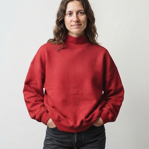 Sudadera Holgada con Cuello Alto Simulado para Mujer, Diseño de Hombros Caídos, Manga Larga, Estilo Casual, Prenda Urbana Moderna - Product Image 1