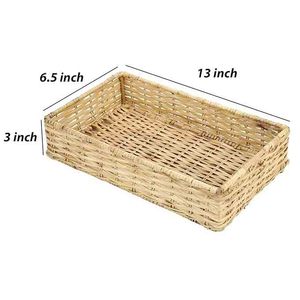Latest Modern Design Reasonable Price Woven <b>Storage</b> Rattan Basket Rectangle Shape <b>Tabletop</b> Purpose Usage Kitchen Ware Basket - Product Image 5