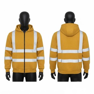 เสื้อแจ็คเก็ตทำงานผ้าฟลีซคอตตอนโพลีเอสเตอร์พรีเมียม 320 GSM สีเหลือง ซิปเต็มตัว มีฮู้ด แถบสะท้อนแสง ปักโลโก้ได้ ชุดทำงานนิรภัยระดับมืออาชีพ - Product Image 1