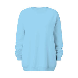 Sweat-shirt à col rond à manches longues et épaules tombantes pour femme, couleur unie, en coton tricoté, haut décontracté d'automne - Product Image 5