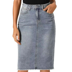 Falda vaquera de mezclilla de alta calidad para mujer, estilo moderno con bolsillos, falda vaquera vintage de cintura alta. - Product Image 6