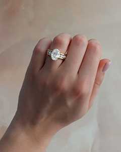 3 ctw Channel Set Round Accent <b>Chunky</b> Solitaire Band Wholesale 14k 18k Gold Oval Lab Grown Diamond Engagement <b>Ring</b> B2B Factory - Product Image 2