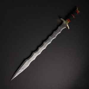 Épées personnalisées OEM en gros, de haute qualité, faites à la main, en acier Damas de qualité industrielle, style Viking, pour le camping en extérieur, avec fourreau d'épée antique - Product Image 3