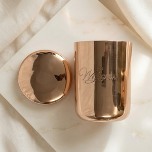EVANA IMPEX Pot à bougie en cuivre personnalisé, conteneur en or rose avec couvercle, pot décoratif fait à la main pour la fabrication de bougies - Product Image 1