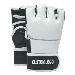 ราคาขายส่ง % ถุงมือ MMA หนังแท้ครึ่งนิ้ว ปิดด้วยแถบตีนตุ๊กแก ระบายความชื้น สำหรับเล่นกีฬากลางแจ้ง - Product Image 3