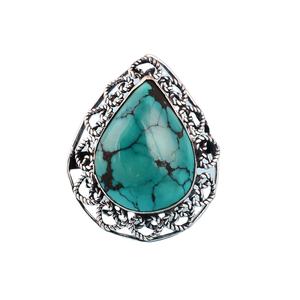 925 Sterling Silver Tirquoise Gemstone <b>Ring</b> Jewlery with Garnet Gemstone Unisex Wedding/Party Jewelry By CASA DE PLATA. - Product Image 1