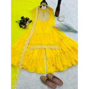 Conjunto de traje de fiesta de diseñador para mujer con hermosa combinación Dupatta superior-inferior - Product Image 5
