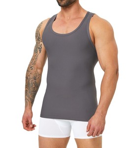 Débardeur en coton tricoté gris clair de qualité supérieure, col rond, uni, décontracté, respirant, idéal pour l'entraînement - Product Image 1