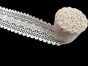 Hot sale Breathable Quick-Dry Lightweight 100% Polyester wide Lace <b>Fabric</b> <b>Trim</b> Floral Scallop White - Product Image 5