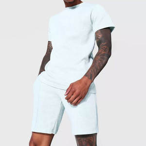 Ensemble respirant à manches courtes pour homme, ensemble assorti de short et de chemise en coton jersey, tenue d'été plus légère pour homme - Product Image 6