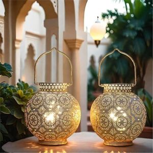 Decorative <b>Gold</b> Metal <b>Lantern</b> Moroccan Style Cutout Pattern Candle Holder Tabletop Centerpiece For Events And Home Decor <b>Lantern</b> - Product Image 2