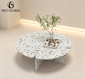 Table basse en terrazzo moderne RICO GLOBAL, en résine, ronde, minimaliste, meubles de salon, design artisanal - Product Image 1