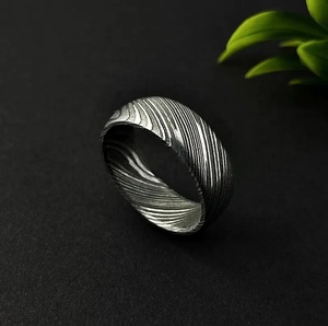 Anillo de boda unisex AR KNIVES INDUSTRY de acero de Damasco, 3mm-10mm, estilo clásico, chapado personalizado, engaste de canal, a la moda - Product Image 1