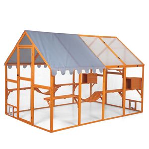 All'aperto grande recinzione gatto in legno Catio con piattaforme Sunshine board ponti condomini-arancione gatto box - Product Image 5