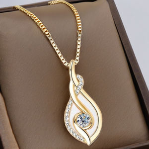 Handmade Custom 14k Solid Yellow Gold Rhodium Plated Unisex Wedding Pendant Diamond Gemstone Bezel Setting Inlay Trendy - Product Image 1