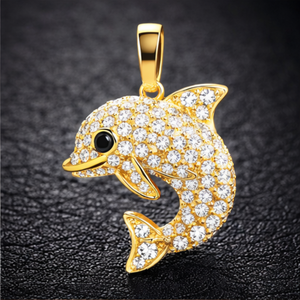 Collier tendance pour enfants en or massif 10 carats avec pendentif minimaliste dauphin en diamant naturel, idée cadeau charmante et scintillante - Product Image 4