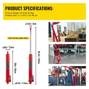 Gato hidráulico de brazo largo con capacidad de 8 toneladas/17363 lb, bomba de pistón único, base de horquilla, elevador manual tipo cherry picker, gatos de transmisión - Product Image 6