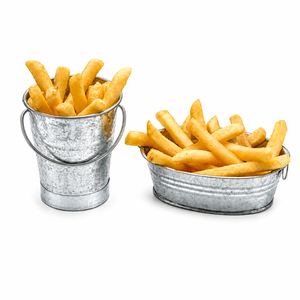 Bac de service galvanisé en métal pour poulet frit et anneaux d'oignon, plateau d'apéritif vintage pour restaurant, plat à collation - Product Image 2