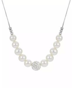 2-Pc. Set di perle d'acqua dolce coltivate (6-8mm) e collana di cristallo e orecchini pendenti in argento Sterling | Machy's - Product Image 4