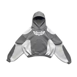 Streetwear Panel <b>Work</b> Pullover Wholesale Custom <b>Hoodies</b> With Distress Embroidery Design <b>Men's</b> basics Hoodie - Product Image 1