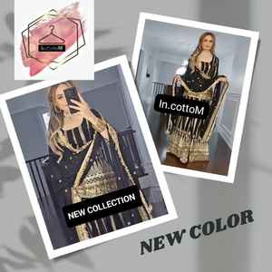 Traje Sharara de Diseñador Shimar en Georgette Negro con Bordado y Lentejuelas, Top con Latkan Dori y Sharara Dupatta - Product Image 3