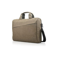 Sacoche pour ordinateur portable en polyester gris minimaliste avec bandoulière, fermeture éclair et poche avant pour les voyages d'affaires