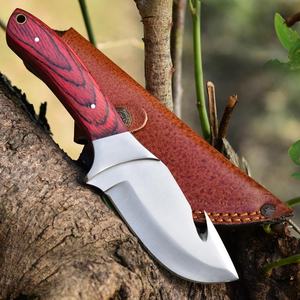 Cuchillo de desollar de acero al carbono hecho a mano con mango de madera y funda de cuero, logotipo personalizado, cuchillo de cocina para desollar ciervos y carnicero - Product Image 1